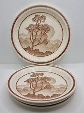 4 Homespun Small Dinner Plates 8" 20cm Churchill Stonecast England Vintage Rare