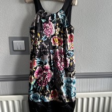 Ted Baker Silk Floral Dress – Size 2 (UK 10) – Black Multi – 100% Silk – Tie Bac