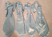 4 x Men's Classic Wedding Pre-Tied Cravats Pale Blue Satin