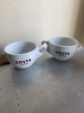 2x GENUINE Costa Coffee White Cappuccino Mug Cup Tea Hot Chocolate Beverage 2022