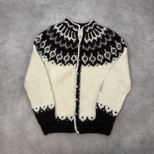 Hilda Ltd. Cardigan Mens Womens Icelandic Wool Norwegian Knitwear Sweater, White