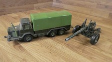 Vintage CRESCENT TOY CO 5.5" FIELD ARTILLERY GUN & 6 wheel Army Lorry
