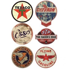 6x Vintage Oil Stickers STP Retro Racing Car Moto Gasoline Stickers 10*10cm