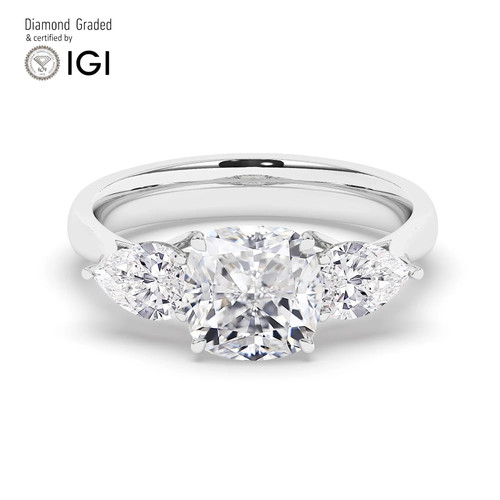 Cushion diamond trilogy ring - trilogy,
