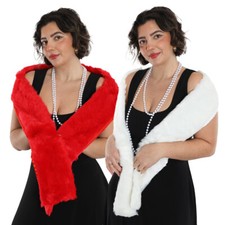 Women faux fur shawl 1920s - fur,