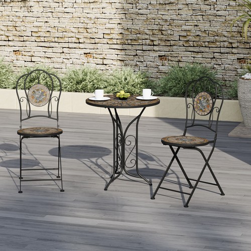 Black metal bistro set - black, mosaic