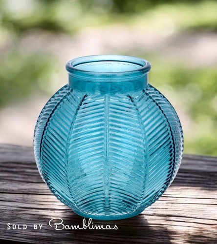 New teal glass vase - new,