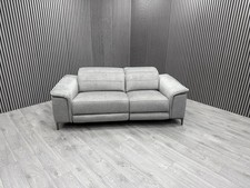 DFS 3/2 SEATER SOFA ELECTRIC RECLINER HEADREST USB LIGHT GREY FABRIC