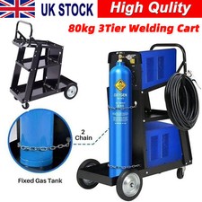 Welding Cart 3 Tier Trolley Chains Plasma Cutter Mig Arc Tig Welder 80kg Storage