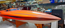 45" RC Deep-Vee Racing Boat Hull Epoxy Fiberglass Orange Painted & White Hull