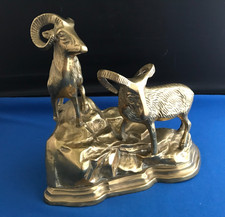 Vintage Brass Mountain Goats Sculpture (France, post 1940s)