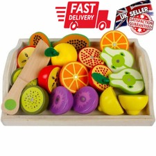  Wooden Cutting Fruits Play Set Pretend Play Wood Food Cutting Set for Kids