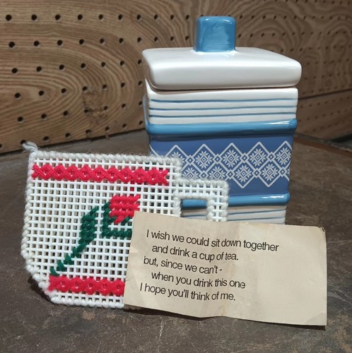 Vintage ceramic blue white - ceramic,
