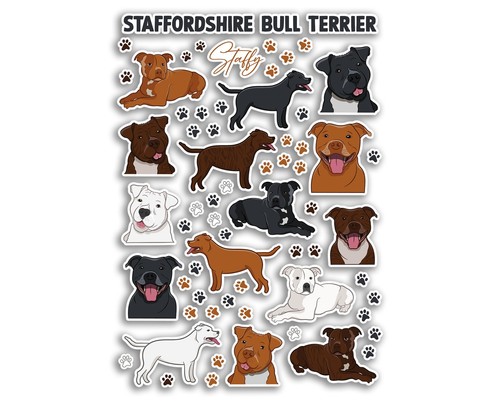 Sticker sheet staffy - sticker, dogs