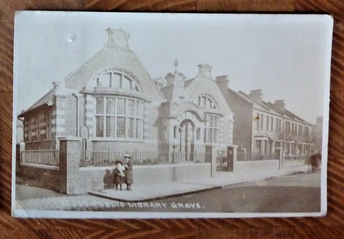 Postcard public library grays - postcard,