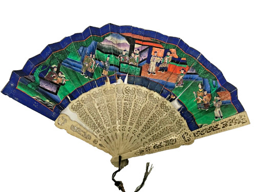 Antique chinese hand fan - antique,