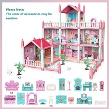 Xmas Kids Doll House 3 Storey 9 Rooms With Furniture Mansion Playhouse Toy Gift