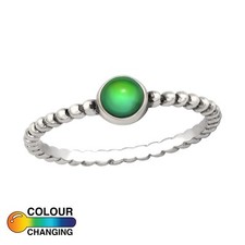 925 Sterling Silver Petite Thin Round Colour Changing Mood Ring UK Size O (US 7)