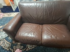 Brown Leather 2 Seat Couch