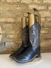 Old West Women’s Black Brown Leather Cowboy Cowgirl Boots Uk Size 5.5 US 6.5 D