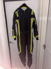 Sparco Thunder Karting Suit Dark Green And Fluro Yellow Used Suit Medium Size