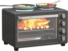 HOMCOM 28L Mini Oven with 2 Hot Plates, Countertop Toaster Oven, Grill,... 
