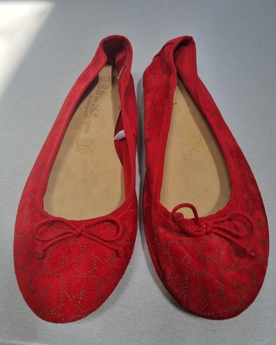 Primark red real suede ballet - suede,