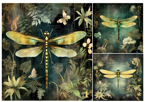 Vintage dragonfly forest 2 x - vintage,