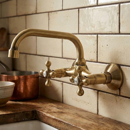 Antique brass kitchen - tap, c