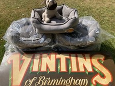 SMALL DOG BED Snug & Cosy Bolster Plain Grey Oval Bed 53cm / 21” Inch