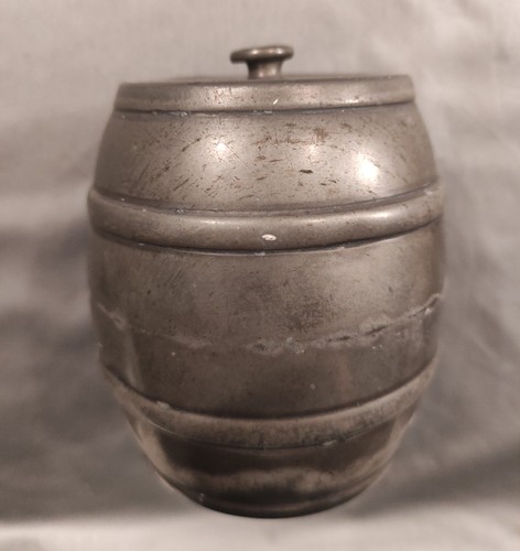 Vintage pewter barrel shaped - pewter, barrel-shaped