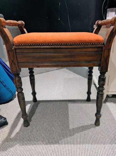 Vintage oak piano stool with - piano,