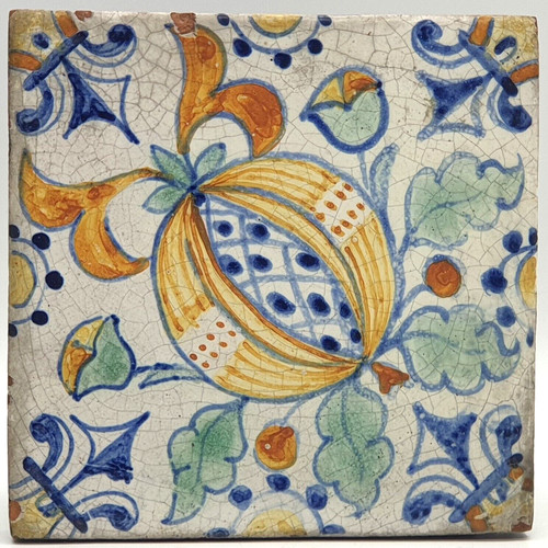 Antique earthenware tile hand - earthenware,