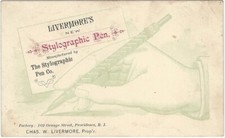 Livermore’s New Stylographic Pen Providence Rhode Island Victorian Trade Card