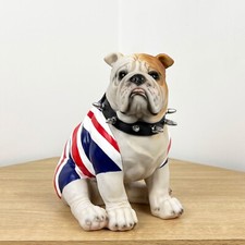 British Bulldog Ornament Statue Sitting Dog Figurine Vintage UK Flag Home Decor