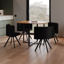 5PC Compact Dining Table and Chair Set Industrial Dining Table PU Leather Chairs