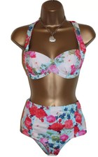 Swim suit Bikini 2 Piece Padded Floral Swimming Suit 32 C/D UK 10 Padded Costume