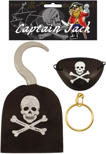 Pirate hook eye patch earing - pirate, hook,