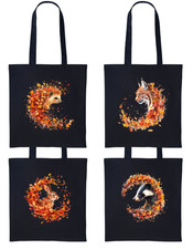 Autumn Leaves Animals Printed Tote Bag Shopper ⭐8 Styles Rabbit Lynx Squirrel