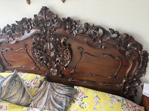 Rococo mahogany king bed - bed, head