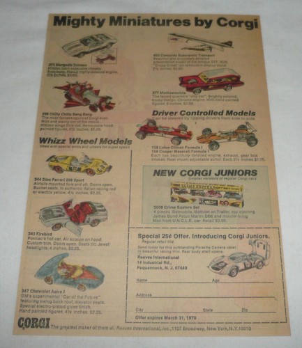 1970 corgi cars - ad, page