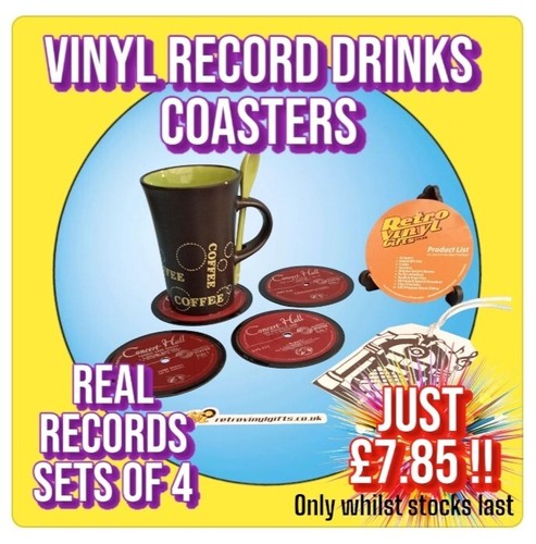 Vinyl record drinks coasters - drinks,