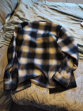 Men's Large Temu Blue And White Checkered Fleece Lined Shirt