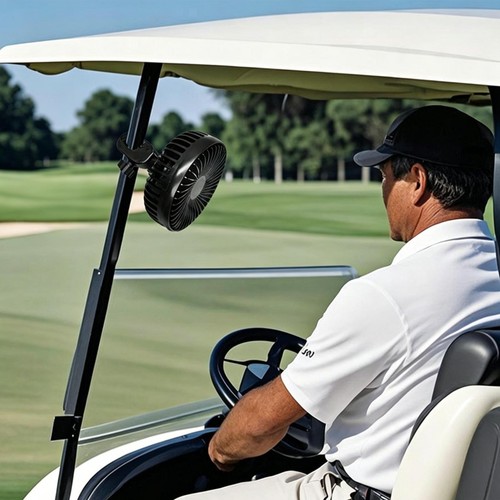 Golf cart fan black simple - golf,