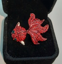 Cute Crystal Fancy Goldfish Brooch