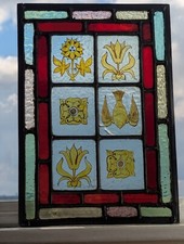 RENOVATED:   Victorian Circa 1890  Compact Stained Glass Window Panel