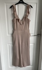 Ladies Blush Pink RIVER ISLAND Sleeveless Strap Crop Wide Leg Jumpsuit Size 10