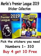 Merlin's Premier League 2019 Football Stickers. Pick what you need 1-310 Merlin