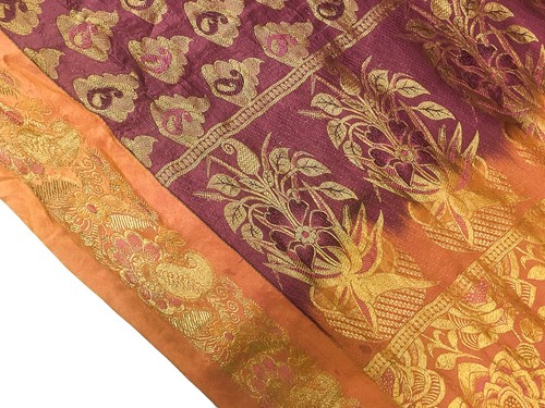 Vintage satin silk brocade - vintage,