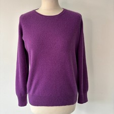Marks & Spencer 100% Pure Cashmere Jumper Size 16 Purple Crew Neck Sweater Top